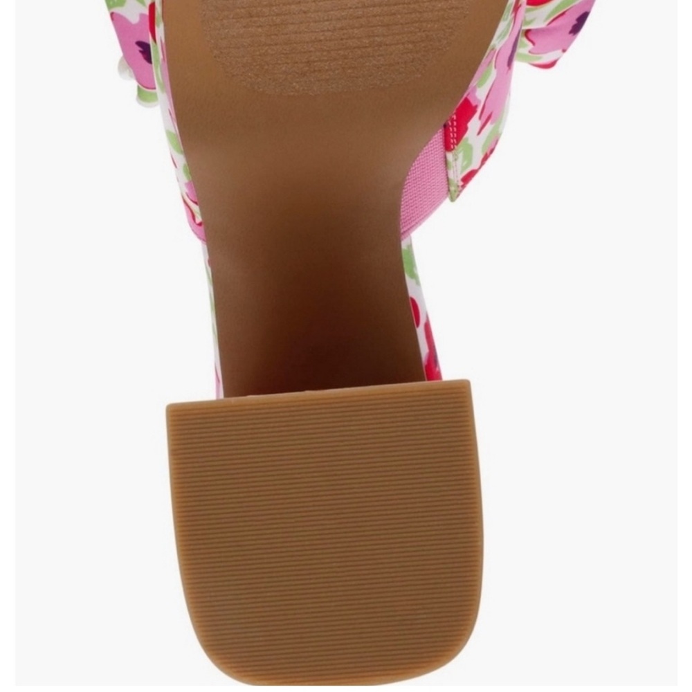 Betsey Johnson Maccie Floral Bow Heeled Platform Sandals - Pink and Red Size 8 - Picture 5 of 5
